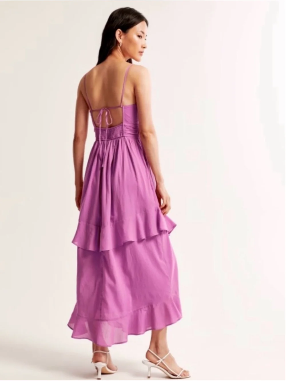 Abercrombie & Fitch Lavender Tiered Maxi Dress cotton nwt